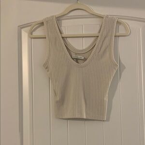 Abercrombie & Fitch Cream Ribbed Tank Top